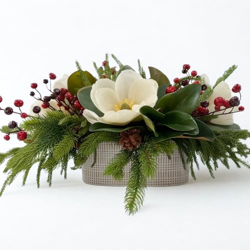 Happy Holiday Gather - Holiday Florals, Large-Size Faux Floral Arrangement, Premium Artificial Indoor Flower Display with Beautiful Blooms and Foliage - Artificial Plants & Flowers - color: Happy Holiday Gather