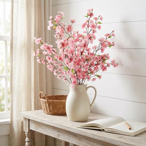 Larksilk 36" Lavender Pink Cherry Blossom Branch – Tall Artificial Sakura Stem for Floor Vases, Wedding Arches & Spring Home Decor | Real-Touch Faux Japanese Blossoms for Centerpieces - color: Dark Pink