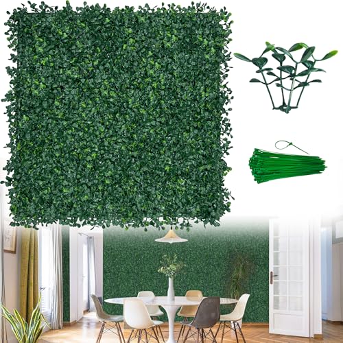 ODTORY Artificial Boxwood Wall Panels 20x20 inch 26Pcs, UV-Anti Faux Greenery Grass Hedge for Privacy Screen，Fake Ivy Plant Fence for Outdoor Garden, Backyard, Balcony, and Indoor Home Decoration - size: 20"X20" 26P