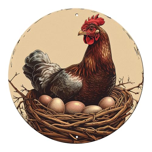 Chicken Coop Hen Vintage Metal Tin Sign Chicken Wreath Wall Decor Kitchen Farmhouse Outdoor Chicken Decor For Chicken Lovers Chicken House Decor 12 Inch - color: Thanksgiving 1, size: 12 inches