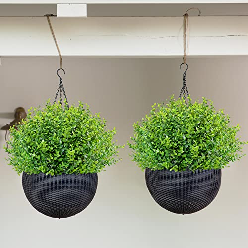Ouddy Decor 24 Bundles Artificial Greenery Stems Fake Plants Outdoor UV Resistant Faux Plastic Boxwood for Kitchen Office Garden Porch Farmhouse Window Box Home Decor - size: 24 Pcs