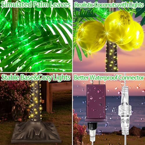 6FT LED Lighted Palm Tree with 431pcs Lights, Artificial LED Palm Tree with 3 Glowing Coconuts, Simulated Trunk with Lights, 8 Lighting Modes&Timer. - size: 6FT