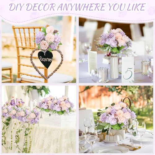 Lyrow 8 Pcs Peony Artificial Flowers Fake Silk Hydrangea Bouquet Elegant Peony Flowers for Wedding Decoration Faux Realistic Floral for Home Party Table Centerpieces Arrangement (Pink,Purple) - color: Pink, Purple