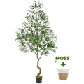 Warmplants 8ft Artificial Olive Tree, 96” Tall Fake Plant with Basket, Indoor Outdoor Faux Large Olive Silk Tree for Home Office Living Room Decor (2400 Leaves) - size: 8ft