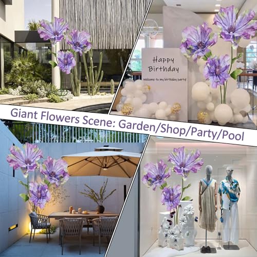 3D Large Realistic Fake Flowers Weddings Decor Waterproof - 3PCS Purple Giant Peony Artificial Flower, Big Artificial Flowers Durable Easy Maintenance for Birthday Party/Malls Background Decoration - color: Peony-purple