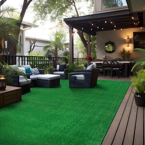 Rugshop Artificial Turf Area Rug, Synthetic Grass Carpet for Garden, Deck, or Garage Use, Indoor Outdoor, Green, 6'6" x 9' - size: 6'7" x 9' (Rectangular)