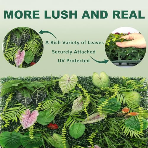 Artificial Grass Wall Panels,40"x40"Fake Flower Grass Backdrop,UV-Anti Fake Greenery Plant Boxwood Panels,Green Wall Decor for Outdoor Indoor Patio Garden Backyard Balcony Privacy Screen - size: 40x40