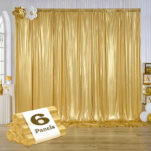 30ft x 10ft Gold Sequin Backdrop Curtain for Parties, Wrinkle Free Thick Glitter Photo Backdrop Drapes 6 Panels 5x10FT Back Drop Cloth Shiny Fabric for Wedding Birthday Photography Background - color: Gold, size: 5'W×10'H _6 Panels