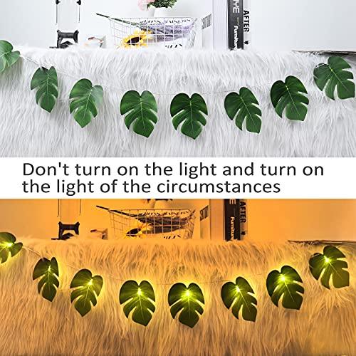 RECUTMS Monstera Leaf String Lights 2 Pack, 20LED Tropical Artificial Rattan Palm Green Leaves Wall Hanging Vine Greenery,Outdoor Indoor Hawaiian Luau Jungle Safari Beach Theme Party Summer Decoration - color: A Monstera Leaf String Lights 2 Pcs
