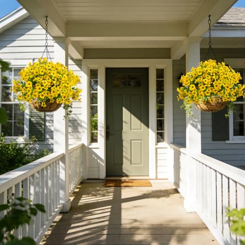 Grunyia 20 Bundles Artificial Flowers for Outdoors, UV Resistant Fake Plants Flowers Greenery Shrubs Plants for Decoration Outside Plants Hanging Planter Home Garden Decor (Yellow) - color: Yellow
