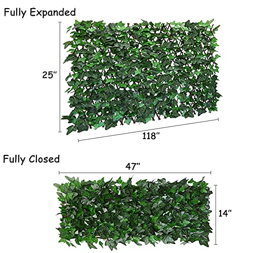 Expandable Faux Ivy Fence,Artificial Privacy Screen Decor for Outdoor Wall, Balcony and Patio, Single Sided Leaves (2, Green-Ivy) - color: Green-ivy