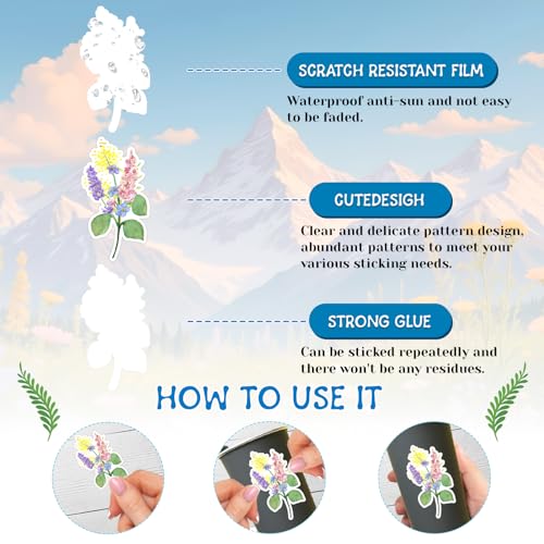 120 PCS Wildflower Stickers, Wildflower Flower Party Favors Birthday Party Decorations Spring Wildflower Floral Flower Bouquet Waterproof Vinyl Stickers for Water Bottle Laptop Envelope
