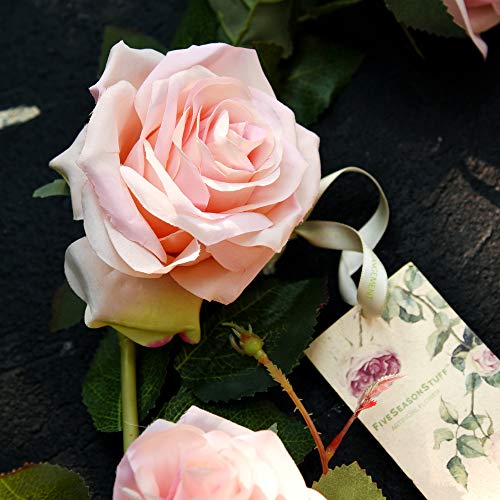 FiveSeasonStuff Dreamy Pink Artificial Silk Roses Flower Garland, Bendable Hanging Vines (2pcs, 11ft) - color: Dreamy Pink