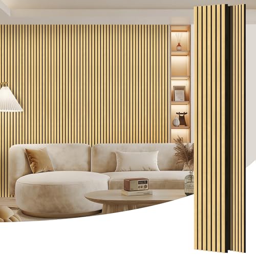 2 Pack Wood Panels for Wall, 108" x 11" Wood Slat Acoustic Panels, Acoustic Wall Panels for Interior Wall Decor, Sound Absorbing Wall Panels for Noise Reduction and Decoration, Cream Oak - color: Cream Oak, size: 2PCS-108" x 11"