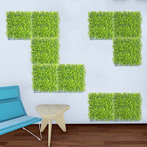 E&K 20" x 20" Artificial Plant Fence Panel Faux Leaves Grass Wall Privacy Screen Panel Decorative for Indoor Outdoor (Mimose, 6 Pcs) - color: Mimose Leaves