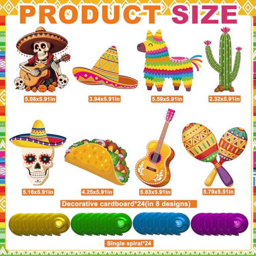 24Pcs Cinco De Mayo Hanging Decorations, Mexican Fiesta Party Ceiling Streamers Cutouts, Mexican Theme Hanging Swirls for Taco Birthday Party Home Office Classroom Ceiling Decoration Baby Shower - color: Yellow