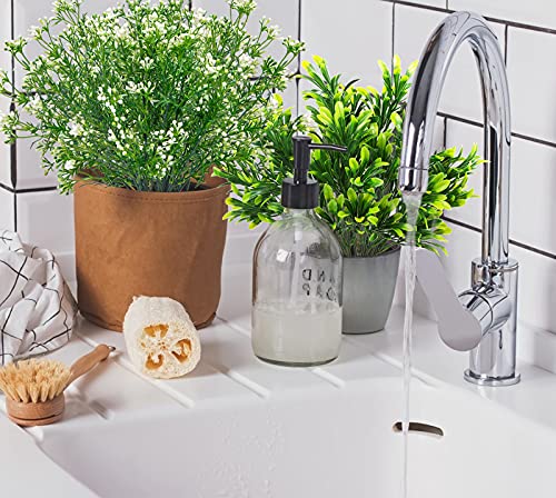 Ouddy Decor 6 Bundles Artificial Greenery Stems Mixed Fake Plants Eucalyptus Stems Babys Breath Faux Plastic Artificial Plants & Flowers for Outdoor Indoor Garden Home Window Box Decor - color: White