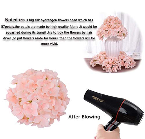 10PCS Silk Hydrangea Heads with Stems Artificial Flowers for Wedding Party Home Decor (Pink 2#) - color: Pink 2#