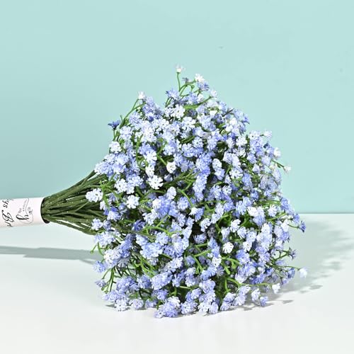 Yastouay Babys Breath Artificial Flowers, 30Pcs Fake Babys Breath Flowers Artificial Bulk, Real Touch Faux Babies Breath Gypsophila Bouquet for Wedding Centerpiece Floral Arrangement Party Decor - color: Blue, size: 30 Pcs