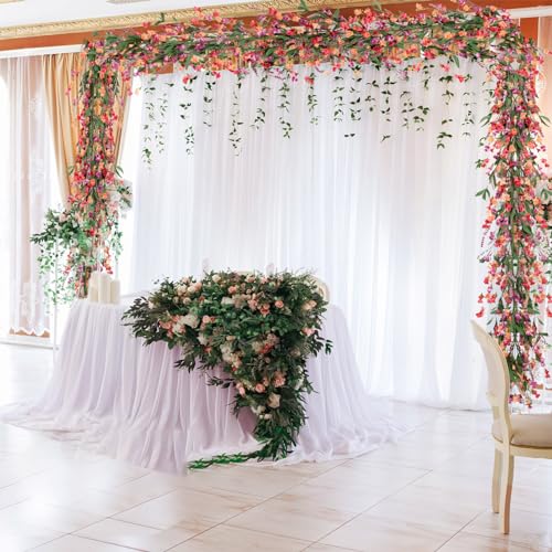 Artgar Flower Garland 6Ft Spring/Summer Garland Floral Garlands for Mantle All Year Round Paper Garlands Decor for Indoor Outdoor Home Wedding Arch Porch Stair Year Round Decor (Red&Orange&Purple) - color: Red&orange&purple (6ft)
