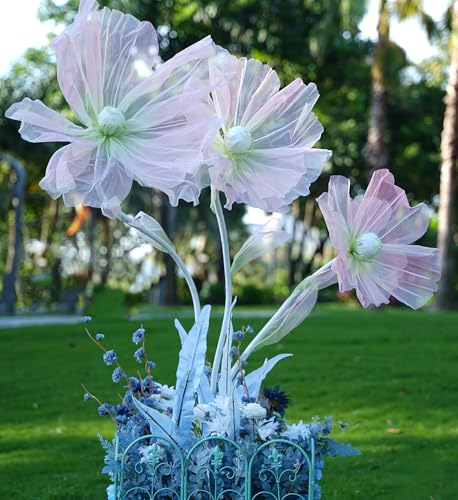 Wedding Decorations for Reception,5.6 Ft Big Artificial Silk Flowers,Giant Flowers for Decoration,Party Banquet Decor,Home Decor,Photographic Props,Shop Window Display（Green and Pink） - color: Green and Pink
