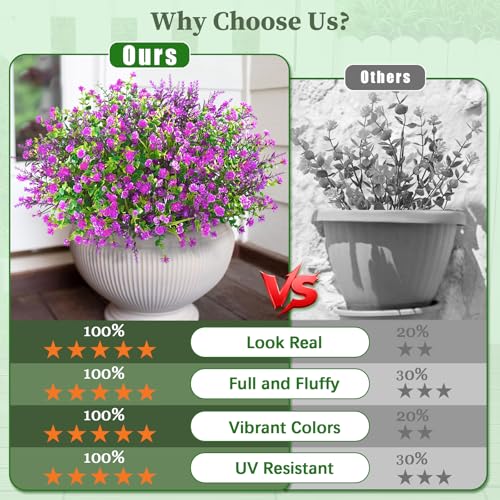 Yastouay Artificial Flowers for Outdoors UV Resistant, 9 Bundles Fuchsia Realistic Outdoor Artificial Plants & Flowers, Fake Outdoor Flowers Plants for Front Porch Window Box Garden Decoration - color: Fuchsia, size: 9 Bundles