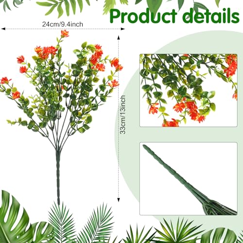 WILLBOND 12 Bundles Artificial Flowers Outdoor, UV Resistant Faux Artificial Plants Shrubs Plastic Flower Bulk for Hanging Planter Porch Window Home Spring Summer Decor(Orange) - color: Orange