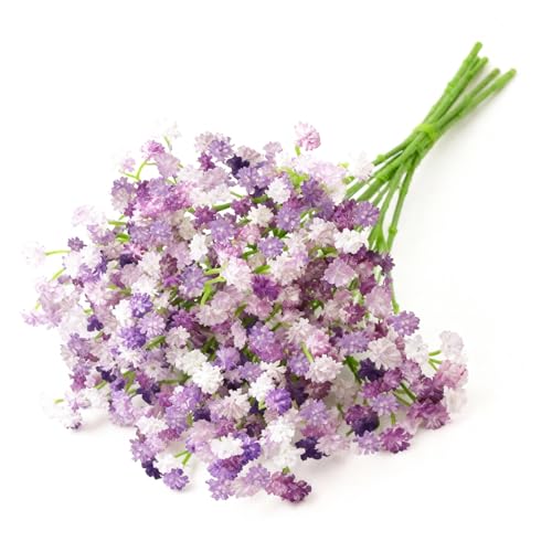 6 Pcs Babys Breath Artificial Flowers, Fake Babys Breath Flowers for Wedding Floral Arrangement Party Decor, Purple - color: Purple