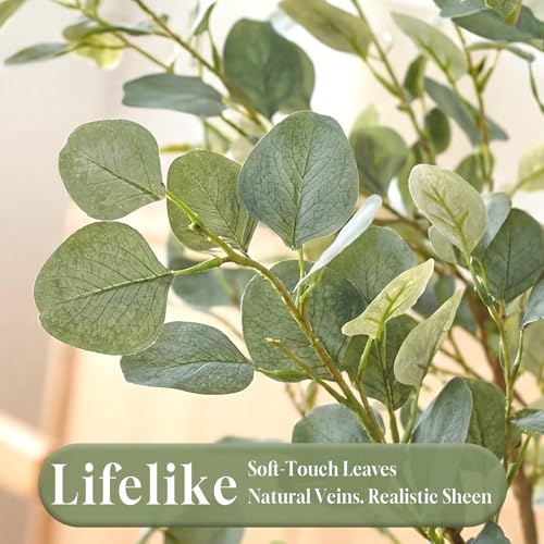 5FT Artificial Eucalyptus Tree Indoor, Faux Eucalyptus Tree with 477 Silk Leaves, Tall Fake Tree - Artificial Tree Indoor for Living Room Office Bedroom Home Decor - size: 5ft