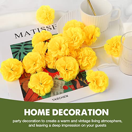 50 Pcs Marigold Flowers Silk Artificial Marigold Flowers, Mexican Flowers Decoration for Baby Shower Wedding Party Decoration Halloween Christmas New Year Decor - color: Yellow