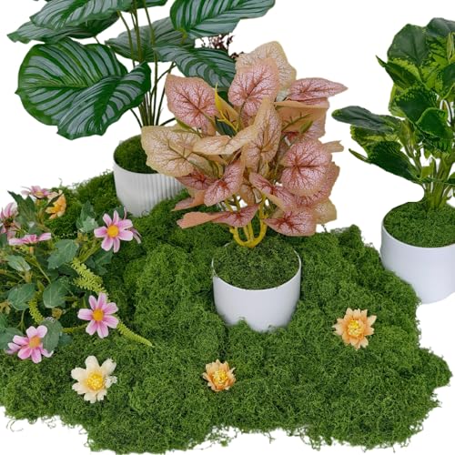 5.3oz Dark Green Artificial Moss - Faux Moss for Potted Plants, Fake Moss for Crafts, DIY Models, Fairy Gardens, Table Centerpieces & Wedding Floral Decor - color: Dark Green, size: 5.3oz