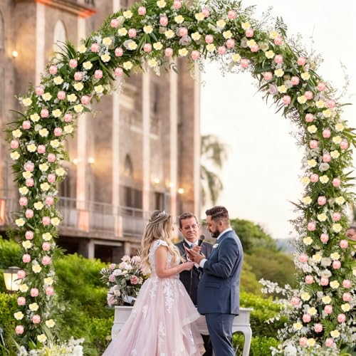 4Pcs Artificial Rose Vines Fake Flowers Garland with Green Leaves Faux Hanging Floral Plants for Home Bedroom Living Room Patio Decor,Christmas Wedding Birthday Party Decoration (Champagne) - color: Champagne, size: 4Pcs-small rose