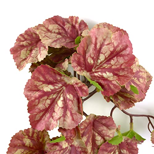 Reptile Plants for Terrarium, Amphibian Habitat Decor Artificial Hanging Plants with Suction Cup - Fake Heuchera Micrantha Pink - color: Fake Heuchera Micrantha Pink