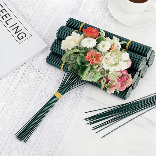 100Pcs 14 Gauge Iron Wire Sticks for Flower Stem Making, DIY Artificial Floral Arrangements, Bridal Bouquet Stem Wrapping, Sturdy Plant Stand Support and Home Craft Projects (12 Inch/30cm, Green) - size: 12 Inch /30 cm