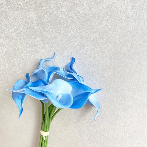 20Pcs 2.1 Inch Light Blue Calla Lily Artificial Flowers Faux Calla Lily Fake Flowers Bulk Real Touch Latex Calla Lilies Flowers for Home Wedding Party Plant Decoration Table Centerpieces - color: Light Blue