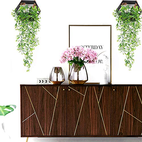 Artificial Vine with Flowers, Plastic Hanging Ivy Plants Garland Fake Vines Grass Home Garden Outdoor Window Box Indoor UV Resistant Party Wedding DIY Wall Decor Decoration - Green 2 Pack - color: Flowers Vines/ Green- 2 Pack