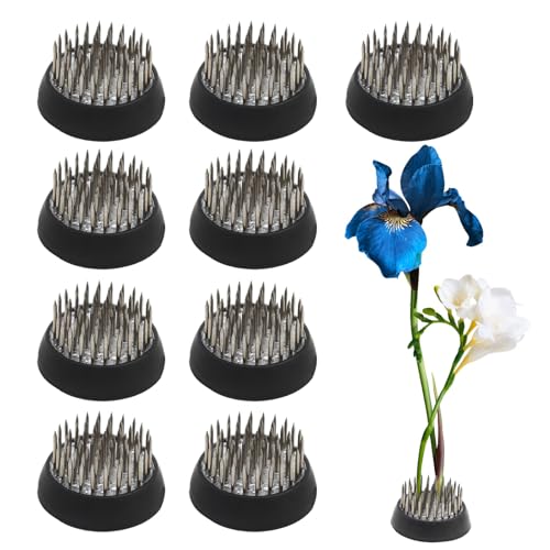 9pcs Jianshan Stainless Steel Pins Flower Arranger 1.33inch/34mm Plastic 1inch Flower Frogs Holder Fixed Flower Pin Holder Tool for Flower Arrangement Plant Fixing Plant Decoration - size: 9PCS-D34 Stainless Steel Pins