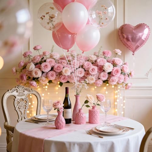 UPBUD Baby Pink Glass Bud Vases Set of 12, Mini Flower Vase for Centerpieces, Small Vases in Bulk for Wedding Decoration, Vintage Vase for Baby Shower Centerpieces, Home Décor - color: Baby Pink, size: 12pcs