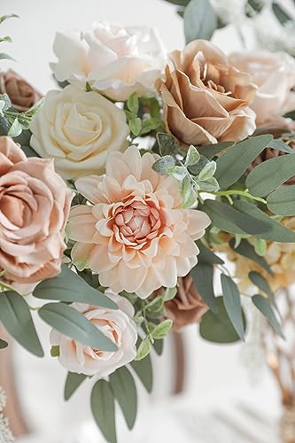 Artificial Flower Combo Box Set Silk Fake Roses for DIY Wedding Flower Bouquet Centerpiece Decoration Baby Shower Party Home Decoration (Nude Color) - color: Nude Color