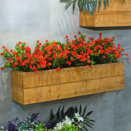 WILLBOND 12 Bundles Artificial Flowers Outdoor, UV Resistant Faux Artificial Plants Shrubs Plastic Flower Bulk for Hanging Planter Porch Window Home Spring Summer Decor(Orange) - color: Orange