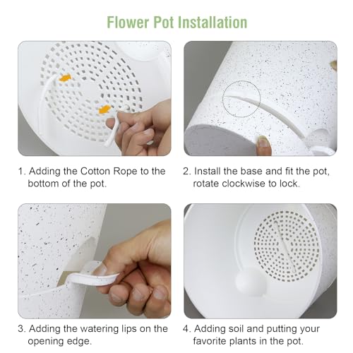 Meowell 12 inch Large Self Watering Pots, Plant Pots with Mesh Drainage Holes for Indoor Outdoor Plants, Plastic Planters with Deep Reservoir for Garden House Flower Plants, Speckled White - color: Speckled White, size: 12inch A