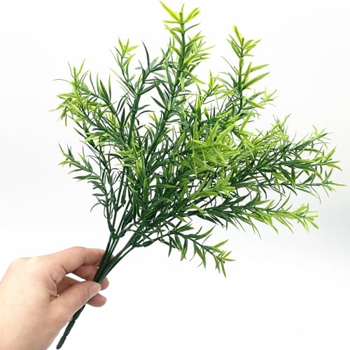 Artificial Plants, Fake Rosemary Shrubs 6 Pack, Faux Fern Stems Plastic Greenery for Indoor Outdoor Decor Home Farmhouse Bushes Garden Grass Porch Patio Wedding Bouquets Vase Filler DIY Decorations - color: Rosemary - 6 Pack