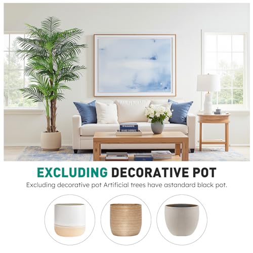 Tall Triple Golden Cane Palm Artificial Tree 7ft, Large Topical Fake Tree with 24 Realistic Leaves Artificial Plants in Pot for Indoor Outdoor Home Office Living Room - style: 7 ft