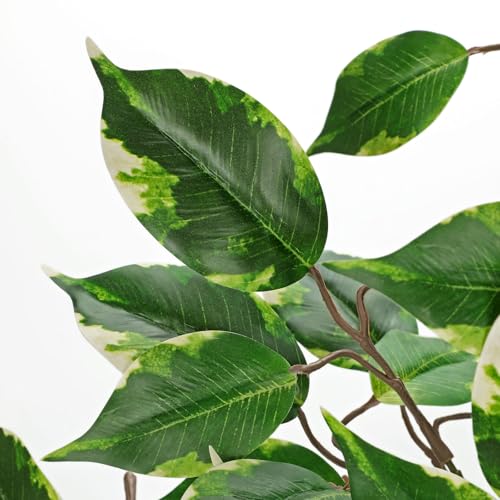 Ficus Leaves Artificial Branches 41.3" Faux Ficus Tree Branches Fake Greenery Plant Spray for Tree DIY Arch Wedding Bouquet Wreath Wall Decor - 3PCS - color: 41inch-3pcs/Green & White