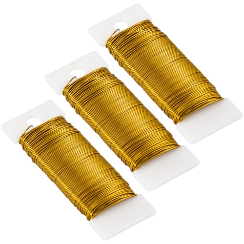 114 Yards 22 Gauge Metal Floral Flexible Paddle Wire for Christmas Wreath Tree, Floral Flower Arrangements(Golden) - color: Golden