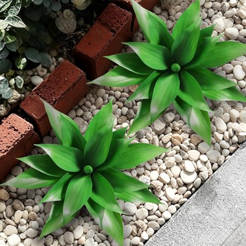 Ttranewsoo Fake Plants Artificial Agave Plants,Large UV Resistant Fake Agave Planters for Indoor and Outdoor Decorating Tropical Plant Succulents Greenery Indoor Decor((2Pack Light Green) 13.8" - color: Light Green