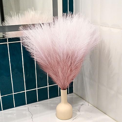 6 PCS Faux Pampas Grass Arrangement - 18"/45cm Artificial Fluffy Pompous Grass Stems for Boho Chic Home and Wedding Decor (Pink Gradient) - color: D5- Pink Gradient
