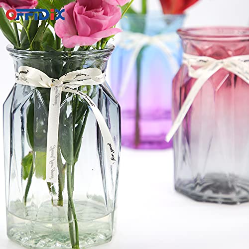 OFFIDIX Glass Vase, Geometric Faceted Design Flower Vase for Weddings, Events, Decorating, Arrangements, Office, or Home Decor - color: E-gray Clear Gradient