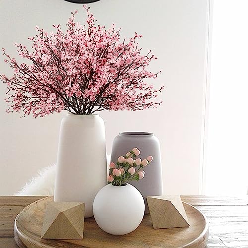 Uieke 15 Pcs Artificial Flowers Baby Breath Faux Artificial Gypsophila Bouquet Fake Silk Flowers Real Touch for Hotel Home Office Kitchen Bathroom Wedding Wall DIY Room Farmhouse Décor (Pink) - color: Pink, size: 15PCS