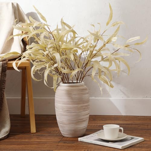 ALMA 12'' White Ceramic Vase with Wide Mouth, Mordern Boho Pampas Grass Vase for Table Centerpieces, Rustic Flower Vase for Living Room, Farmhouse, Entryway, Mantel, Bookshelf, Home Decor - color: Wide Mouth-white-12"